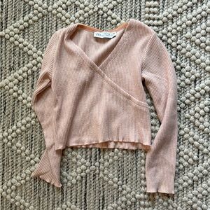 ZARA Ribbed Pink Top